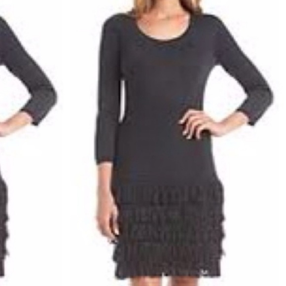 Calvin Klein Sweater Dress with Fringe Hem M - Picture 3 of 6